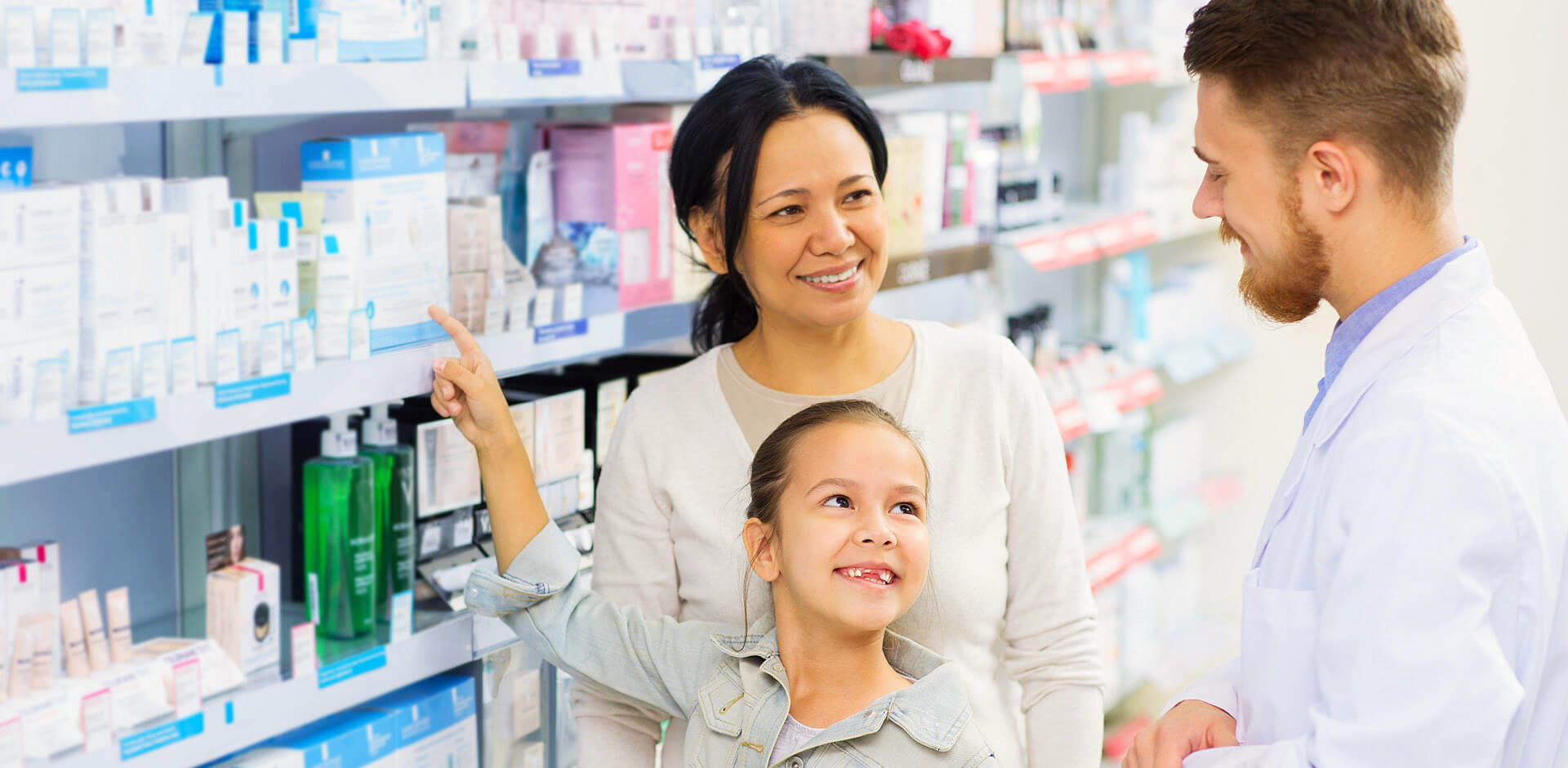pharmacist and customers in pharmacy