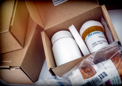 boxes with medicines to deliver